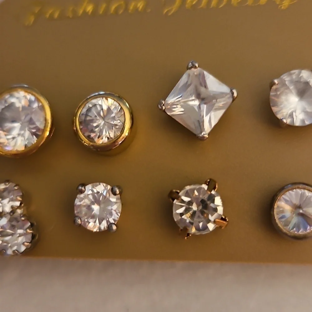 3/$30 Twelve Assorted Crystal Post Earrings